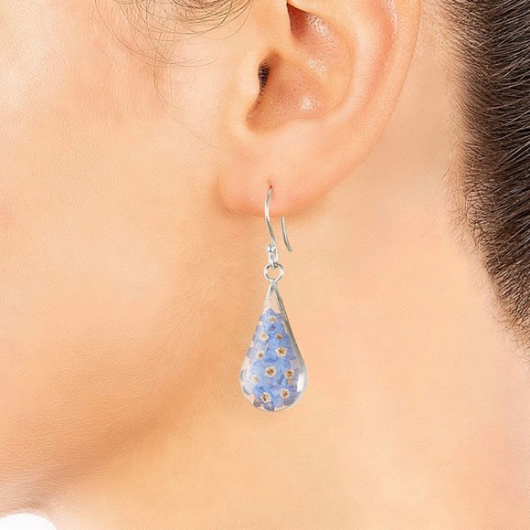 Vintage Sterling Silver Glass Flower Earrings - Picture 10 of 10